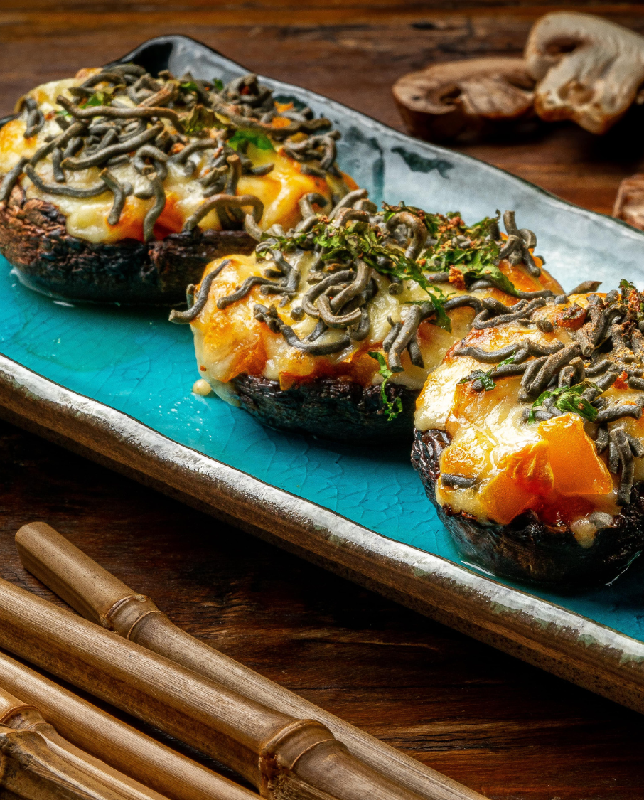 Noodle Stuffed Portobello Mushroom